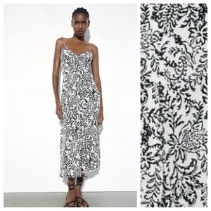 Zara Black and White Patterned Maxi Dress